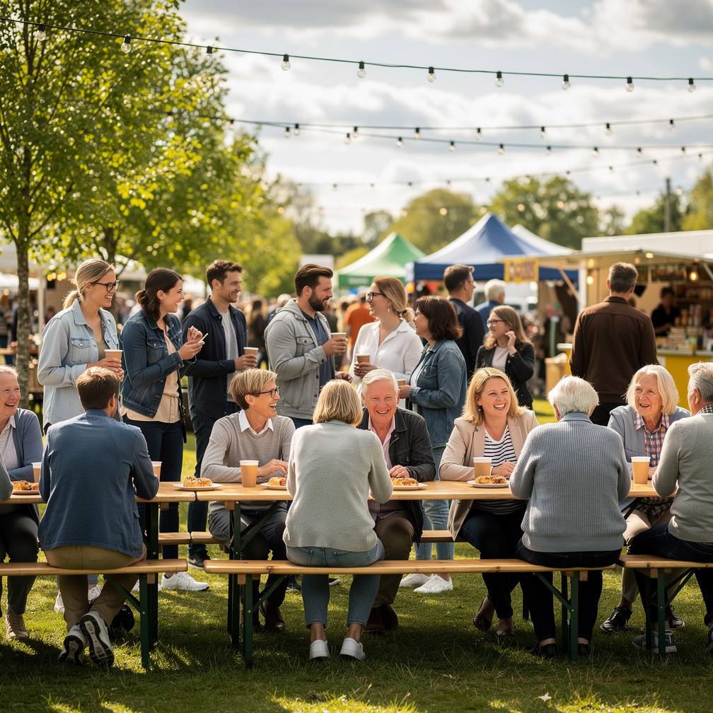Group of Danish people celebrating together outdoors