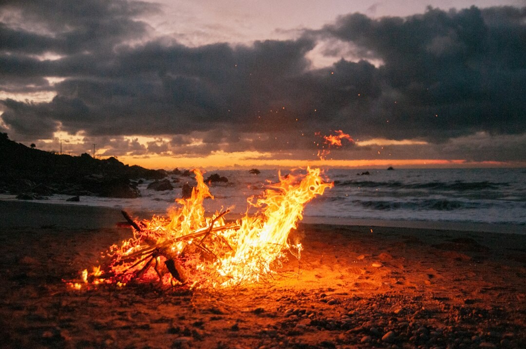 Bonfire on the beach during Sankt Hans celebration